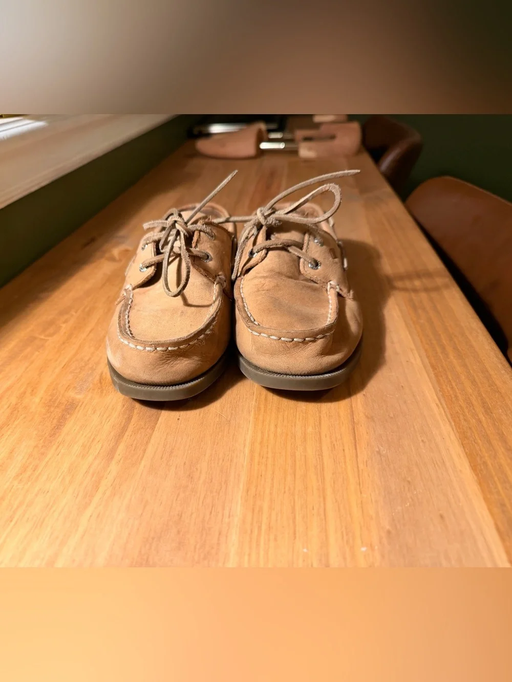 Sperry Brown Leather Boat Shoes with Rawhide Laces
